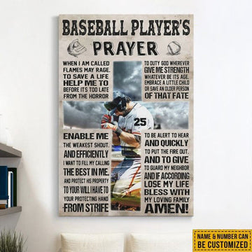 Custom Baseball Player’s Prayer, When I Am Called Flames May Rage To Save A Life Help Me To Before It’s Too Late From The Horror Poster and Canvas