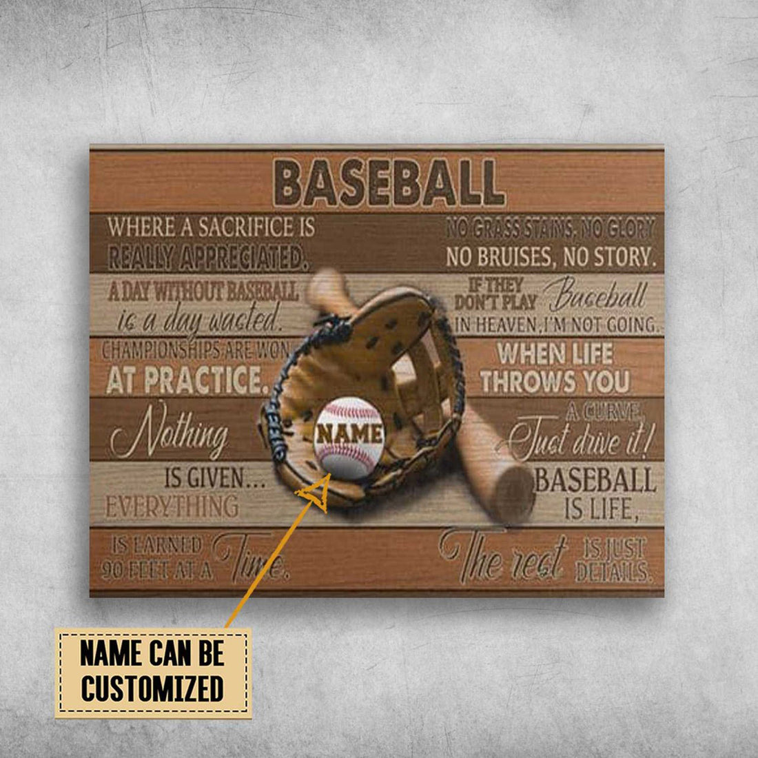 Custom Baseball Poster, Where A Sacrifice Is Really Appreciated Customized Personalized NAME Poster and Canvas