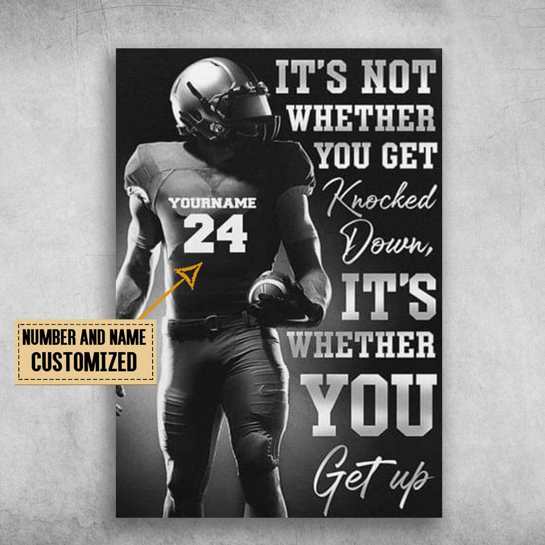 Custom Basketball Poster, Basketball Player, It’s Not Whether You Get Knocked Down Customized Personalized NAME/NUMBER Poster and Canvas