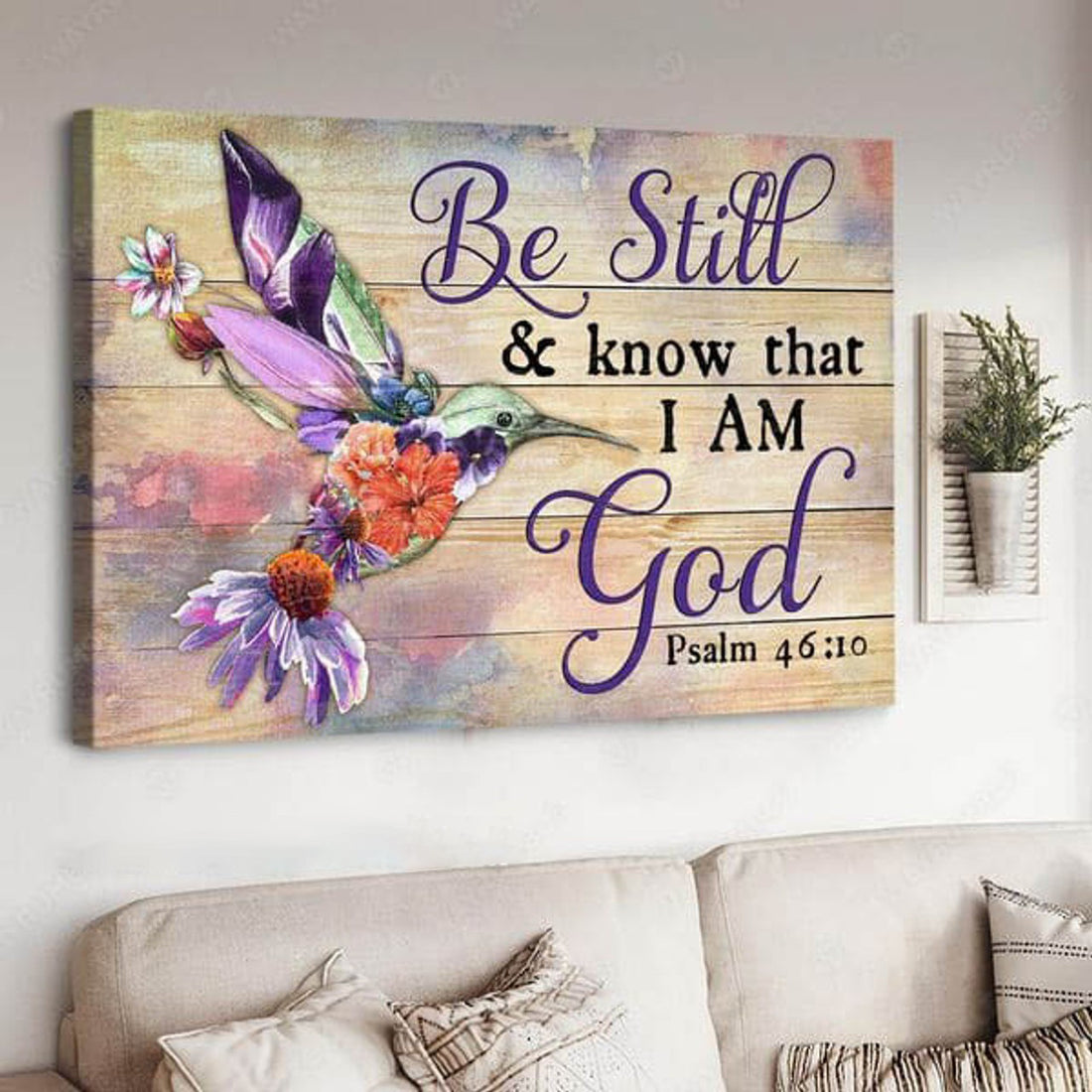 Be Still And Know That I Am God, Hummingbird Flower Poster and Canvas