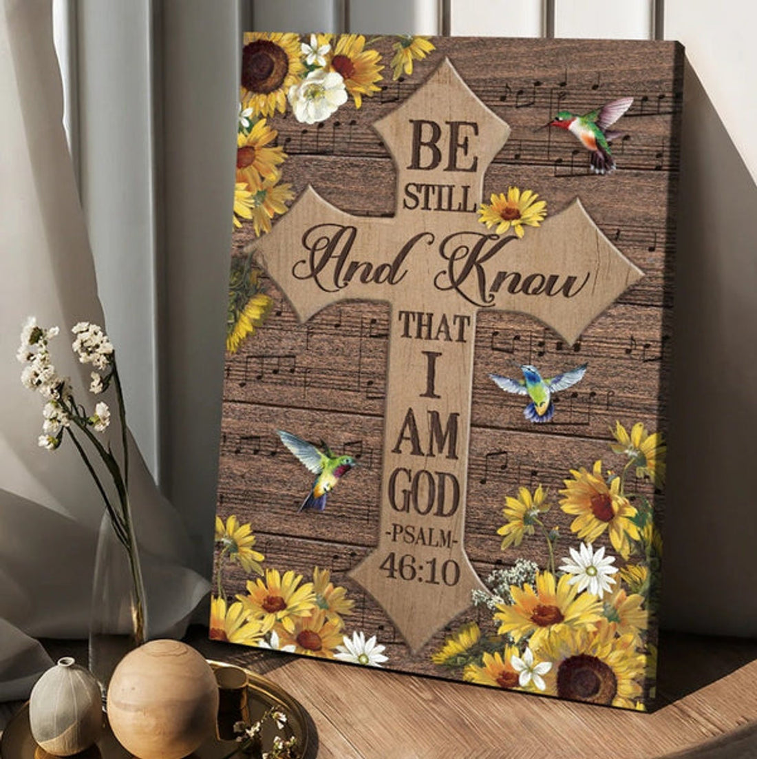 Be Still And Know That I Am God Canvas - Beautiful Cross Hummingbird Canvas Posters - Christian Wall Posters - Religious Wall Decor