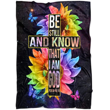 FUNSTUFFPRINT Be Still And Know That I Am God Fleece Blanket - Christian Blanket - Bible Verse Blanket