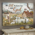 Be Still And Know That I Am God Lamb Farm Canvas Wall Art - Christian Poster - Religious Wall Decor