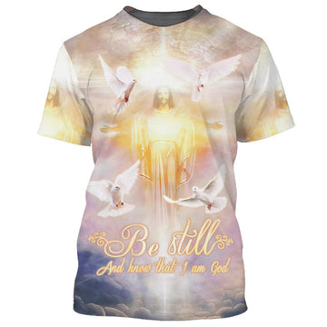 FUNSTUFFPRINT Be Still And Know That I Am God Shirts - Jesus Arms Open 3D All Over Printed Shirt for Men and Women 3D T-shirt