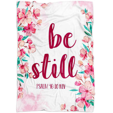 FUNSTUFFPRINT Be Still Psalm 4610 Niv Fleece Blanket - Christian Blanket - Bible Verse Blanket