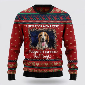 FUNSTUFFPRINT Beagle Christmas Dog Ugly Sweaters 3D - Gifts For Dog Lover Ugly Sweater