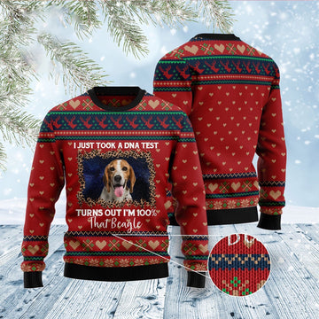 FUNSTUFFPRINT Beagle Dna Ugly Christmas Sweater, Christmas Sweater, Ugly Sweater, Funny Xmas Sweaters Ugly Sweater
