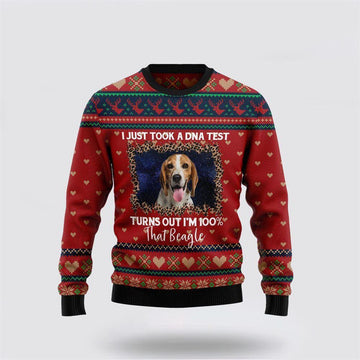 FUNSTUFFPRINT Beagle Dog Christmas Sweater 3D – Dog Lover Christmas Sweater Ugly Sweater
