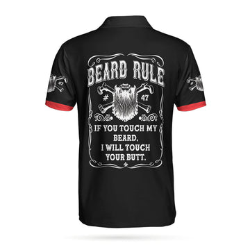Beard Rule Short Sleeve Black Men Polo Shirt, If You Touch My Beard Polo Shirt, Best Beard Shirt For Men