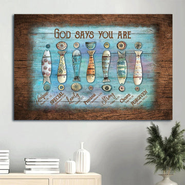 Beautiful Fish Hook Fishing Rod Canvas God Says You Are Canvas Wall Art - Christian Wall Decor