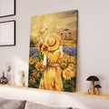 Beautiful Girl Sunflower Field Jesus Hand Cross Symbol Canvas Posters - Christian Wall Posters - Religious Wall Decor