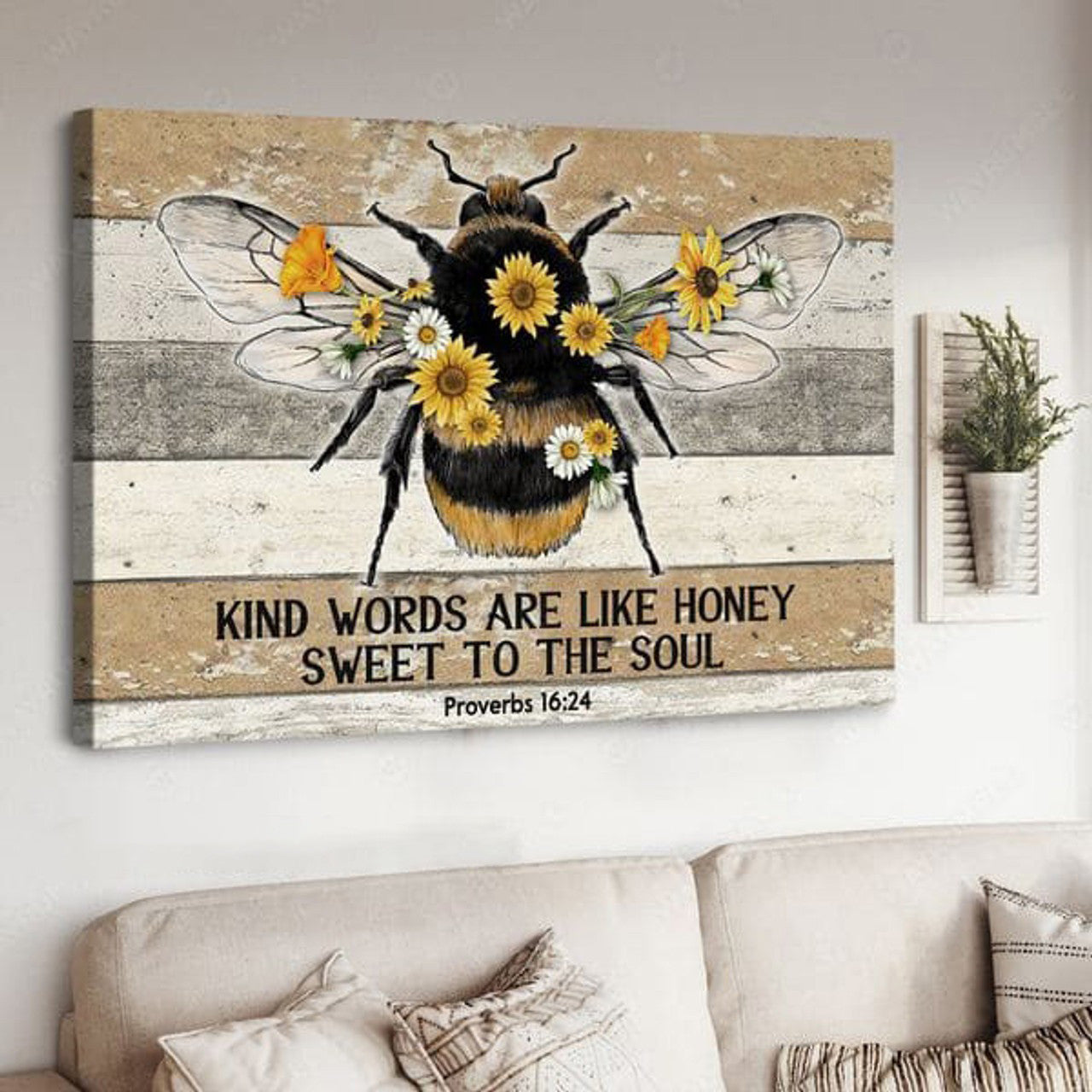 Bee Flower, Kind Words Are Like Honey Sweet To The Soul Poster and Canvas