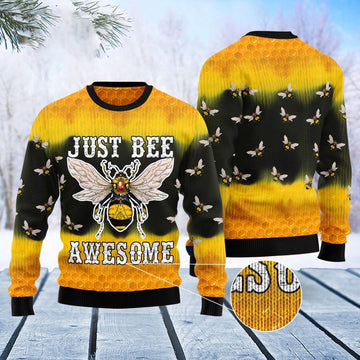 FUNSTUFFPRINT Bee Tie Dye Ugly Christmas Sweater, Christmas Sweater, Ugly Sweater, Funny Xmas Sweaters Ugly Sweater