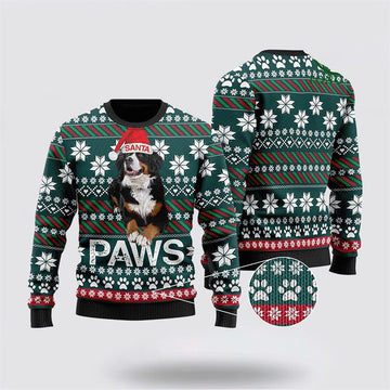 FUNSTUFFPRINT Bernese Mountain Dog Santa Printed Christmas Ugly Sweater - Dog Lover Christmas Sweater Ugly Sweater