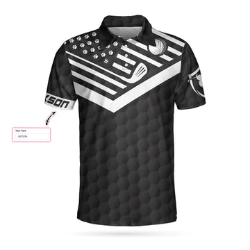 Custom Best Pug Dad Ever Golfer Custom Men Polo Shirt, Personalized Black American Flag Golf Shirt For Men, Golf Shirt For Pug Lovers, Pug Dad