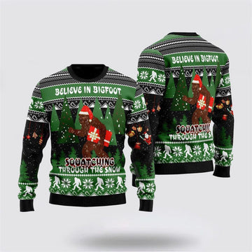 FUNSTUFFPRINT Bevieve In Bigfoot Ugly Christmas Sweater For Men, Best Gift For Christmas, Christmas Fashion Winter Ugly Sweater