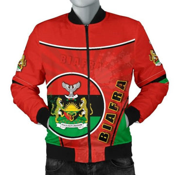 FUNSTUFFPRINT Biafra Men Bomber Jacket Circle Stripes Flag Proud Version 3D Bomber Jacket