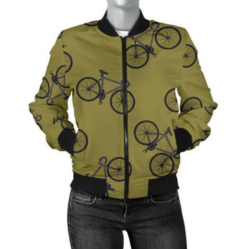 FUNSTUFFPRINT Bicycle Print Pattern Women Casual 3D Bomber Jacket