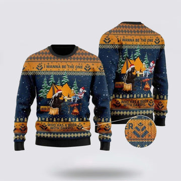 FUNSTUFFPRINT Bigfoot Camping Ugly Christmas Sweater For Men & Women – Gifts For Bigfoot Lovers Ugly Sweater
