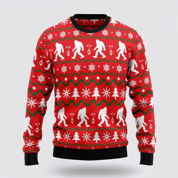 FUNSTUFFPRINT Bigfoot Christmas Sweater – Gifts For Bigfoot Believers Ugly Sweater
