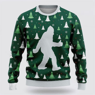 FUNSTUFFPRINT Bigfoot Funny Green Pattern Ugly Christmas Sweater – Best Gift For Christmas Ugly Sweater