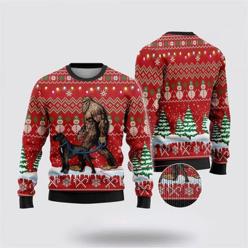 FUNSTUFFPRINT Bigfoot Goes To Spend Christmas With Yorkie Ugly Christmas Sweater – Best Gift For Christmas Ugly Sweater