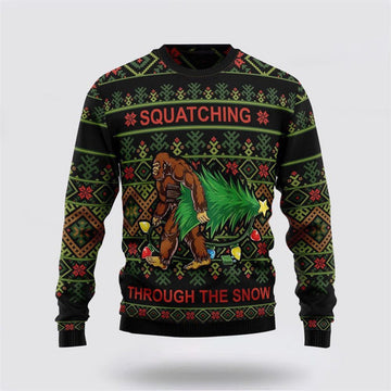 FUNSTUFFPRINT Bigfoot Snow Ugly Christmas Sweater For Men, Best Gift For Christmas, Christmas Fashion Winter Ugly Sweater