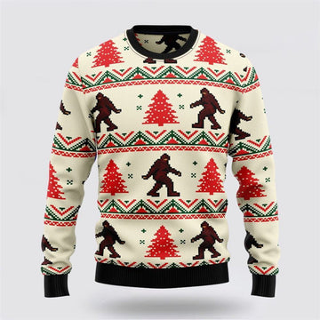 FUNSTUFFPRINT Bigfoot Tree Ugly Christmas Sweater For Men, Best Gift For Christmas, Christmas Fashion Winter Ugly Sweater
