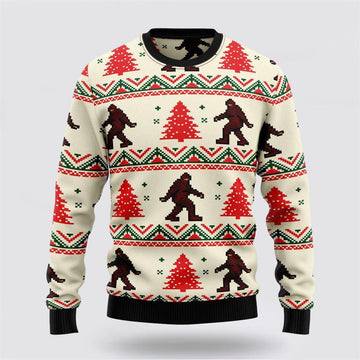 FUNSTUFFPRINT Bigfoot Ugly Christmas Sweater – Gift For Christmas Ugly Sweater