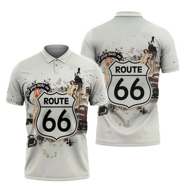 Biker Shirt Route 66 3D Polo Shirt Outfit For Biker