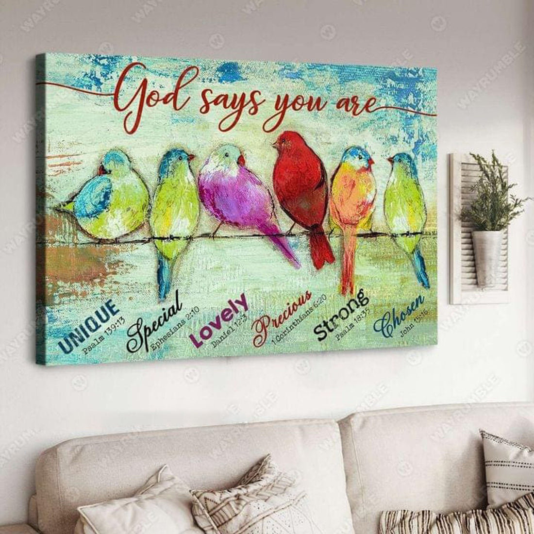Bird Lover, God Says You Are Unique Special Lovely Precious Strong Chosen Poster and Canvas