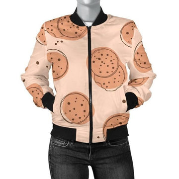 FUNSTUFFPRINT Biscuit Cookie Print Pattern Women Casual 3D Bomber Jacket