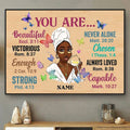 Black Girl Poster, You Are Beautiful, Victorious, Enough, Strong, Never Alone Poster and Canvas