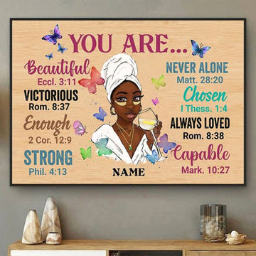 Black Girl Poster, You Are Beautiful, Victorious, Enough, Strong, Never Alone Poster and Canvas