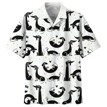 Black And White Dachshund Hawaiian Shirt, dachshund dog hawaii shirt for Men and women