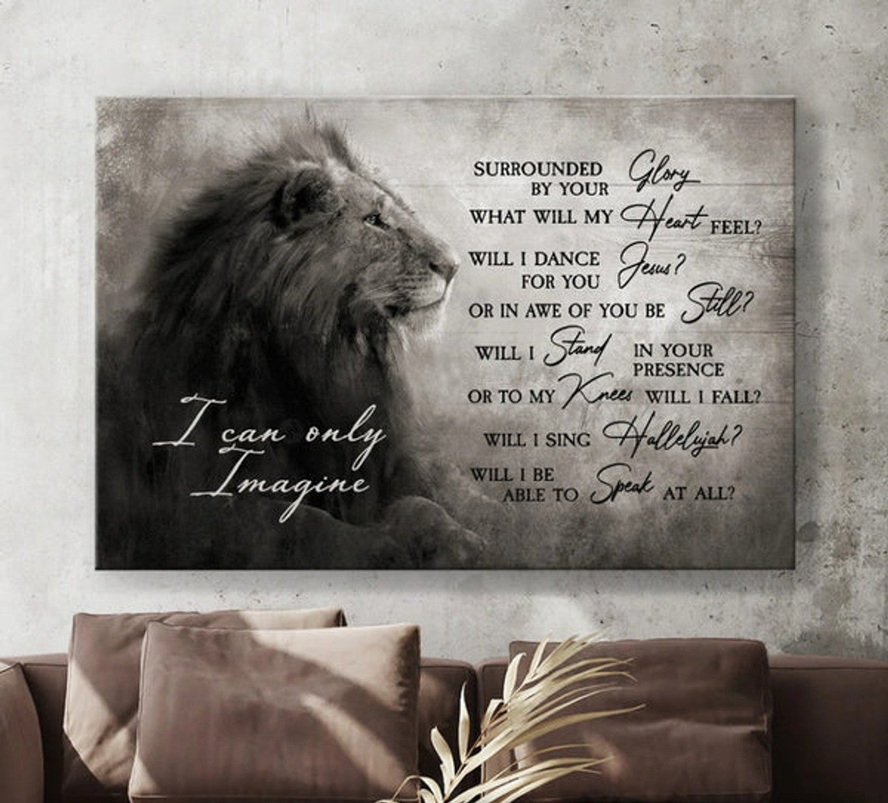 Black And White Lion I Can Only Imagine Canvas Wall Art - Christian Poster - Religious Wall Decor