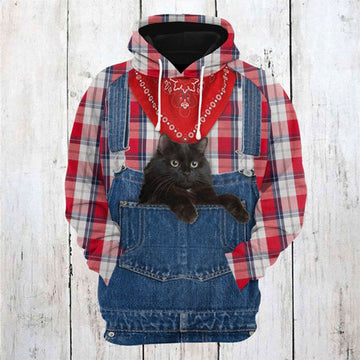 FUNSTUFFPRINT 3D Black Cat Farm All Over 3D Hoodie and Zip Hoodie