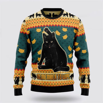 FUNSTUFFPRINT Black Cat Ugly Christmas Sweater 3D – Cat Lover Christmas Sweater Ugly Sweater