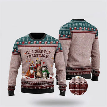FUNSTUFFPRINT Black Cat Ugly Funny Family Ugly Christmas Sweater – Cat Lover Christmas Sweater Ugly Sweater