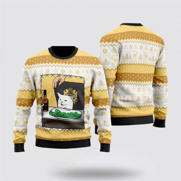 FUNSTUFFPRINT Black Velvet Whisky Cat Meme Christmas Ugly Christmas Sweater For Men And Women, Best Gift For Christmas, Christmas Fashion Winter Ugly Sweater
