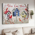 Bless Our Home, Cardinal Bird, Winter Poster Poster and Canvas