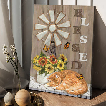 Blessed Poster, Cat Lover, Butterfly Flower, Poster Decor Poster and Canvas