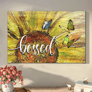 Blessed Sunflower Blessed Canvas Wall Art - Christian Canvas - Faith Canvas