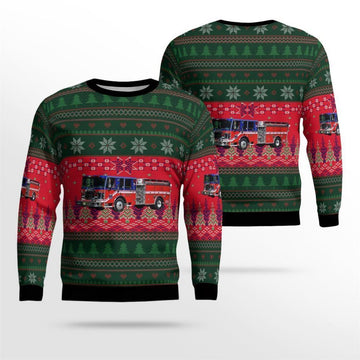 FUNSTUFFPRINT Bloomsbury, NJ, Bloomsbury Hose Company No.1 Christmas Ugly Sweater 3D - Gifts For Firefighters In Bloomsbury, NJ Ugly Sweater