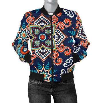 FUNSTUFFPRINT Bohemian Pattern Print Women Casual 3D Bomber Jacket