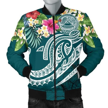 FUNSTUFFPRINT Bomber Jacket American Samoa Polynesian Summer Plumeria - 3D Bomber Jacket