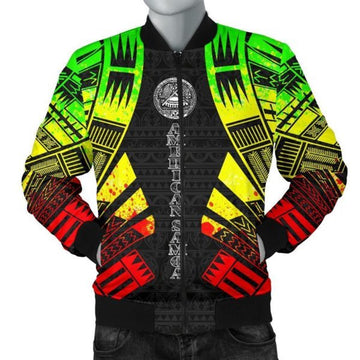 FUNSTUFFPRINT Bomber Jacket American Samoa - Polynesian Tattoo Reggae - 3D Bomber Jacket