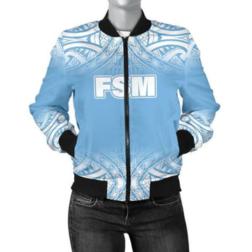 FUNSTUFFPRINT Bomber Jacket Federated States of Micronesia - Fog Blue Style 3D Bomber Jacket
