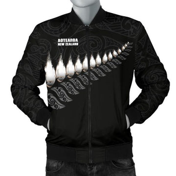 FUNSTUFFPRINT Bomber Jacket New Zealand Rugby Silver Fern 3D Bomber Jacket
