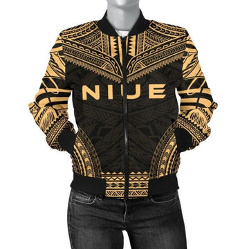 FUNSTUFFPRINT Bomber Jacket Niue Polynesian Chief - Gold Version 3D Bomber Jacket